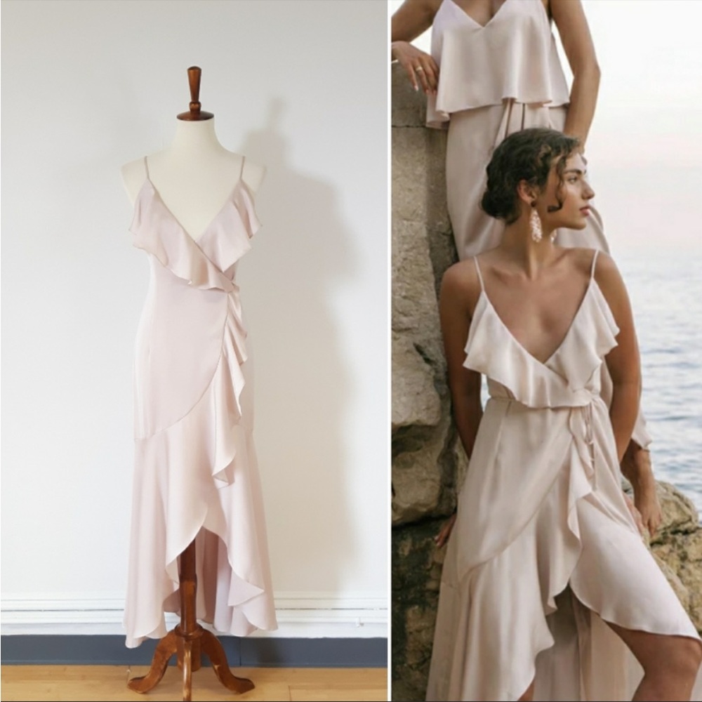 Shona Joy | Luxe Bias Frill Wrap Dress - Porcelain